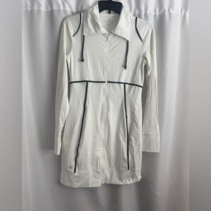 Athleta White Long Sleeve Dress with Black Trim